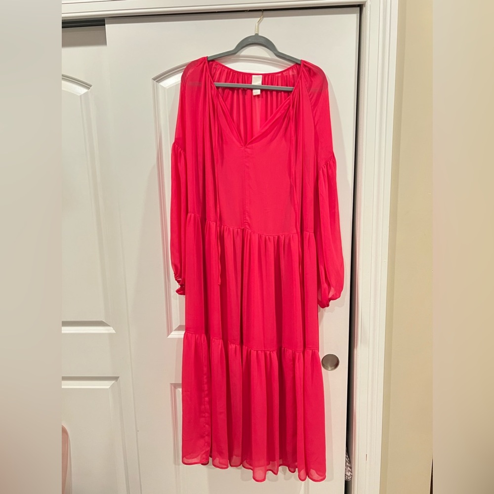 H&M pink sheer maxi dress with slip